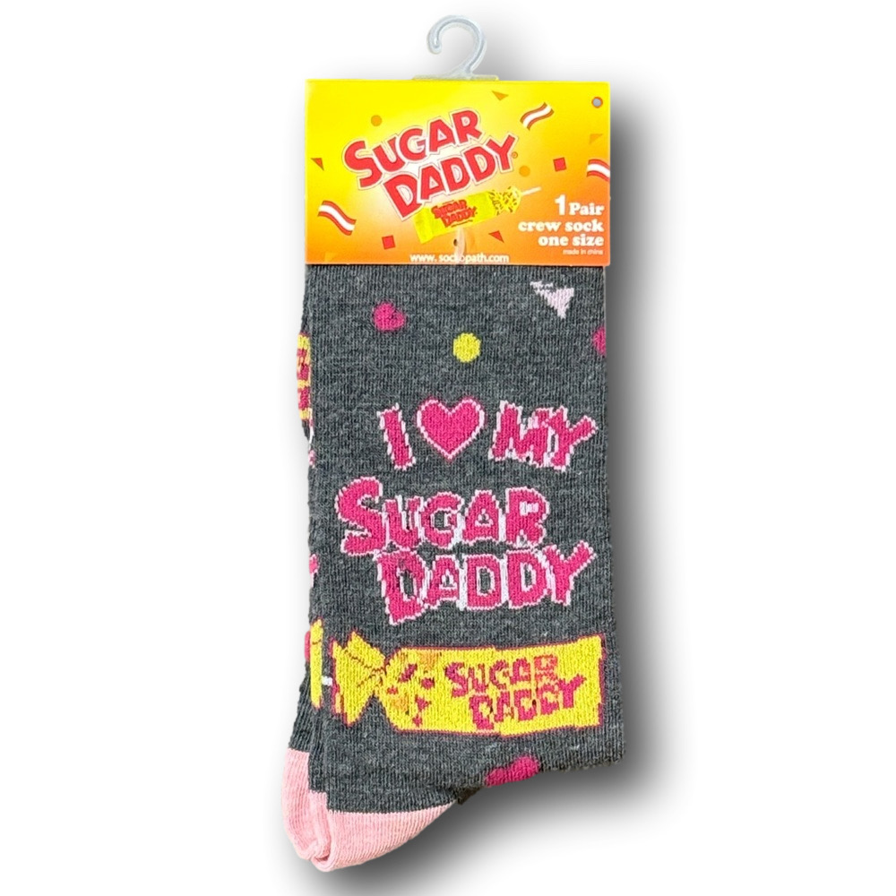 3/$20 Sugar Daddy "I <3 My Sugar Daddy" Retro Candy Funny Novelty Socks - NWT